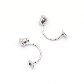 ピアスキャッチ C字 丸皿 ピアス金具 ポストピアスキャッチ 約11×21mm(丸皿約6mm)（2ヶ）