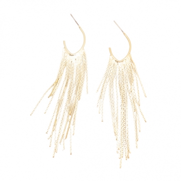 デザインピアス ロングチェーン チェーンタッセル メタルピアス 約20×90mm（2ヶ）