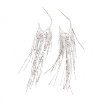 デザインピアス ロングチェーン チェーンタッセル メタルピアス 約20×90mm（2ヶ）