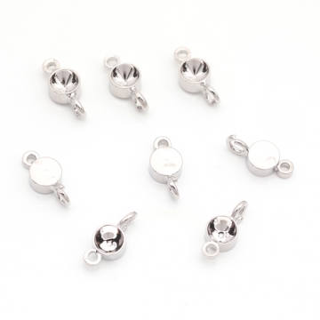 コネクターチャーム 石座 接続金具 連結 コネクター 2カン付き メタルチャーム 約4mm（6ヶ）