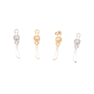 ナイフチャーム カトラリー ミニチュア 食器チャーム メタルチャーム 約5×23mm（4ヶ）