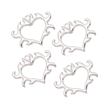 ハートチャーム フレームチャーム 1カン付き メタルチャーム 約28×34mm（2ヶ）