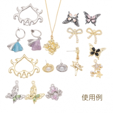 エポチャーム イチョウの葉 カラフル フラワーチャーム メタルチャーム 約17×18mm（2ヶ）