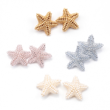 ビーズ編みパーツ ヒトデ 星形 髪飾り 服飾 手芸パーツ ビーズ編みチャーム 約23×23mm（1ヶ）