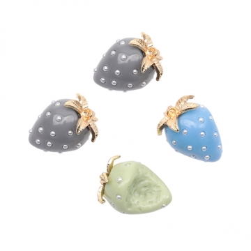 いちごチャーム かじり苺 パール付き かじった苺 食べかけ イチゴ カン付き 樹脂チャーム 約17×23mm（2ヶ）