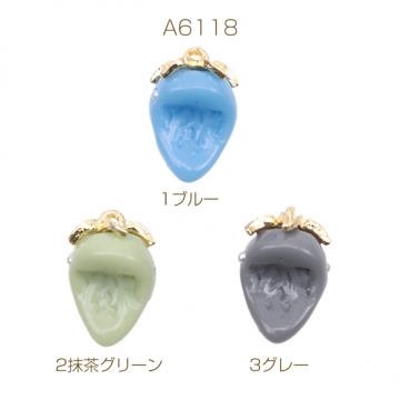 いちごチャーム かじり苺 パール付き かじった苺 食べかけ イチゴ カン付き 樹脂チャーム 約8×14mm（4ヶ）