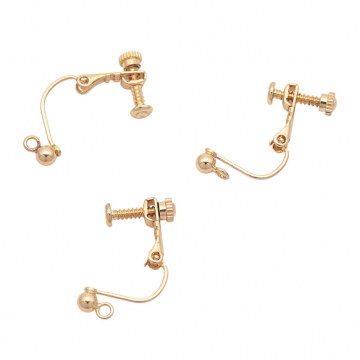 ネジバネ式イヤリング 丸玉 縦カン/横カン イヤリングパーツ 基礎イヤリング金具 約11×14mm（2ヶ）