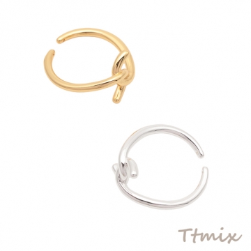 デザインリング 結び目風 ダブルC型リング 銅製 オープンリング 内径約21mm（1個）