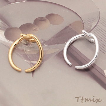 デザインリング 結び目風 ダブルC型リング 銅製 オープンリング 内径約21mm（1個）