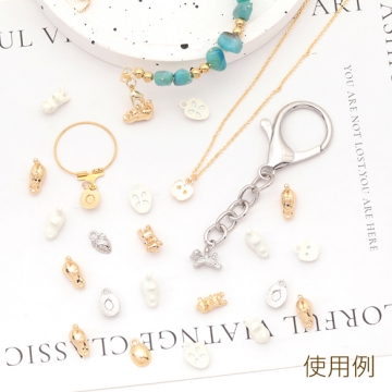 猫チャーム ねこ ネコ ミニチュア 動物 アニマル 立体 カン付き メタルチャーム 約10×11mm（4ヶ）