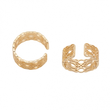 デザインリング 透かし柄 指輪 ゴールド メタルリング オープンリング 直径約21mm（1ヶ）