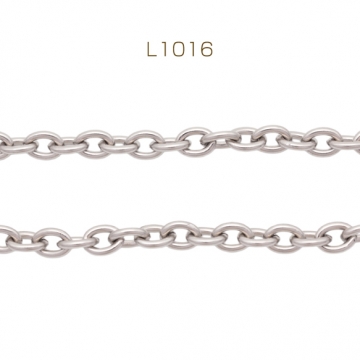 ステンレスチェーン あずきチェーン オーバル シンプル ハンドメードチェーン メタルチェーン 幅約6mm（約10cm）