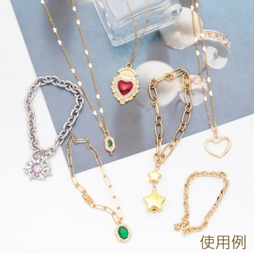 ステンレスチェーン あずきチェーン オーバル シンプル ハンドメードチェーン メタルチェーン 幅約6mm（約10cm）