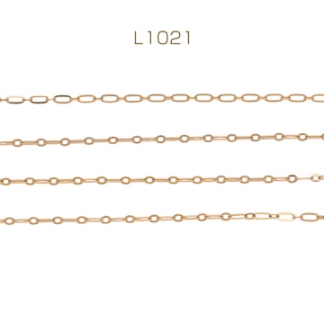 ステンレスチェーン あずき オーバル ゴールドメッキ ハンドメードチェーン メタルチェーン 幅約1.2mm（約10cm）