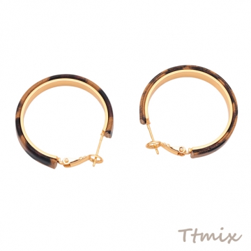 デザインピアス ヒョウ柄 レオパルド柄 フープピアス メタルピアス 厚さ約4mm 直径約33mm（1ペア）