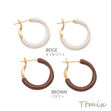 デザインピアス C字型 シンプル フープピアス メタルピアス 約22×27mm（1ペア）