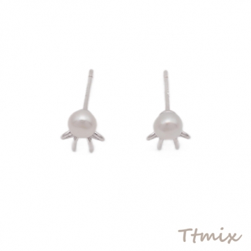 デザインピアス リボンモチーフ パール 一粒 スタッドピアス メタルピアス 約6×9mm（1ペア）