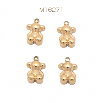 メタルチャーム くまモチーフ キュートアニマルパーツ ステンレス製 カン付き 6×10mm (1 ヶ)