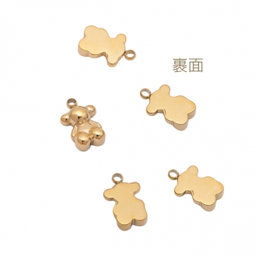 メタルチャーム くまモチーフ キュートアニマルパーツ ステンレス製 カン付き 6×10mm (1 ヶ)