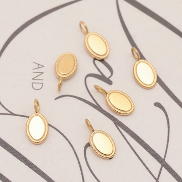 メタルチャーム 楕円形トップペンダントチャーム ミール皿としても使える ステンレス製 カン付き 5×9mm (1 ヶ)