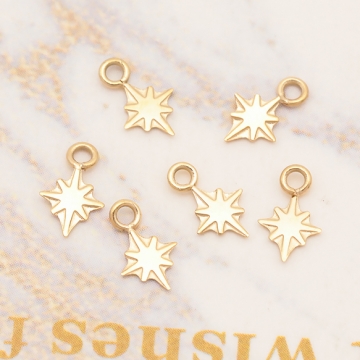 メタルチャーム 星モチーフ 星チャーム ヘキサグラム スターパーツ ステンレス製 カン付き 4×7mm (1 ヶ)