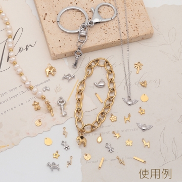 メタルチャーム リボンモチーフ りぼんパーツ リボンチャーム ステンレス製 カン付き 5×7mm (1 ヶ)