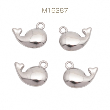 メタルチャーム クジラモチーフ マリンアニマルパーツ くじらチャーム ステンレス製 カン付き 9×10mm (1 ヶ)