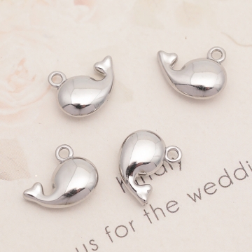 メタルチャーム クジラモチーフ マリンアニマルパーツ くじらチャーム ステンレス製 カン付き 9×10mm (1 ヶ)