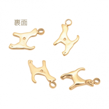 メタルチャーム 犬モチーフ 動物チャーム アニマルパーツ ステンレス製 カン付き 6×10mm (1 ヶ)