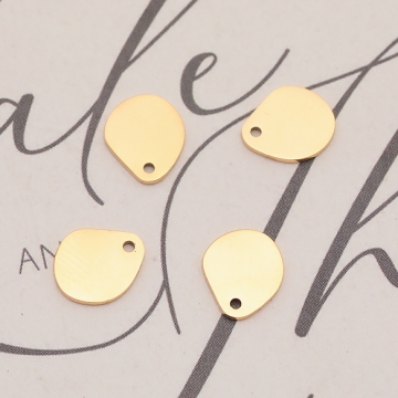 メタルチャーム ドロップ型 プレートチャーム プレートパーツ 貼付け台座として ステンレス製 上穴 7×8mm (2 ヶ)