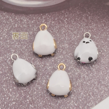 鳥チャーム 鳥モチーフ ホワイト シマエナガ 生き物チャーム エポチャーム メタルチャーム 約11×14mm（4ヶ）