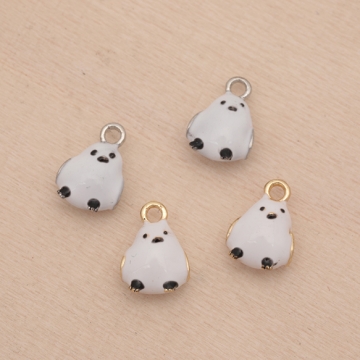 鳥チャーム 小鳥モチーフ ホワイト シマエナガ 生き物チャーム エポチャーム メタルチャーム 約8×11mm（4ヶ）