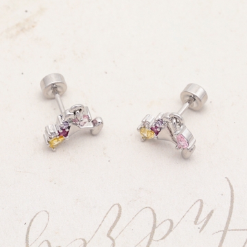 バーベルピアス カクテル グラス カラフル ストーン付き ステンレス製 メッキ加工 デザインピアス 約9×10mm（ 1ペア）