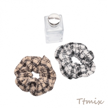 シュシュ チェック模様 くしゅくしゅ 髪飾り 髪留め ヘアゴム ヘアアクセサリー 約10cm（1ヶ）