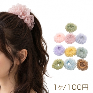 ヘアゴム カラーランダム 透け感 チュール メッシュ レース 髪飾り 髪留め ヘアゴム ヘアアクセサリー 約5cm（1ヶ）