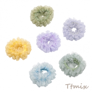 ヘアゴム カラーランダム 透け感 チュール メッシュ レース 髪飾り 髪留め ヘアゴム ヘアアクセサリー 約5cm（1ヶ）