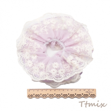 シュシュ フラワーモチーフ レース×パール 髪飾り 髪留め ヘアゴム ヘアアクセサリー（1ヶ）