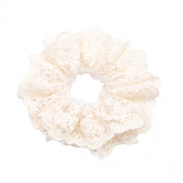 シュシュ オフホワイト 透け感 レース フラワーモチーフ 髪飾り 髪留め ヘアゴム ヘアアクセサリー（1ヶ）
