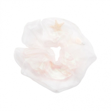 シュシュ マリンモチーフ ふんわりオーロラ風 チュールシュシュ 髪飾り 髪留め ヘアゴム ヘアアクセサリー（1ヶ）