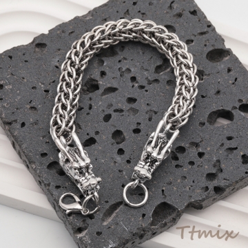 ブレスレット ヴィンテージ風 ドラゴン 龍 ワイルド アンティーク調 メタルチェーンブレスレット 3種（1本）