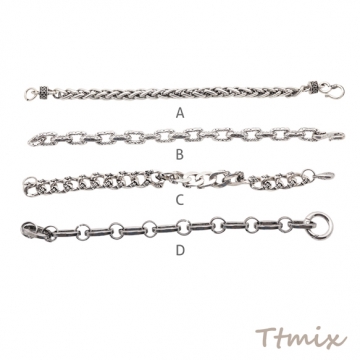 ブレスレット ヴィンテージ風 ワイルド 個性的 アンティーク調 メタルチェーンブレスレット 4種（1本）