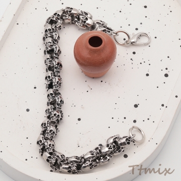 ブレスレット ヴィンテージ風 ヘビ ドクロ アンティーク調 メタルチェーンブレスレット 3種（1本）