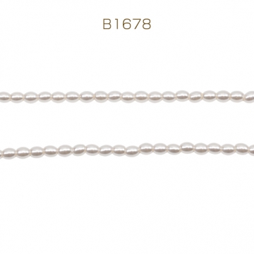 ガラスパール ライス型 ブレスレット・ネックレス用パーツ 染色 カラービーズ パール調ガラスビーズ 約3mm（1連）