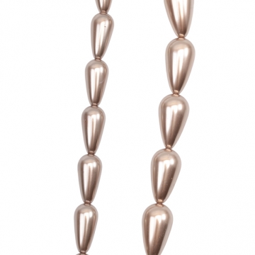 ガラスパール ブラウン しずく型 縦穴 染色 カラービーズ パール調ガラスビーズ 2種（6ヶ）