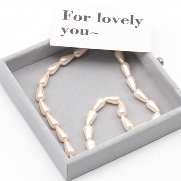 ガラスパール しずく型 縦穴 染色 カラービーズ パール調ガラスビーズ 2種（6ヶ）