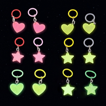 アンブレラマーカー イエロー系 ネオンカラー ハート/スター プレートチャーム付き 傘 ペットボトル シリコン製 4種（2ヶ）