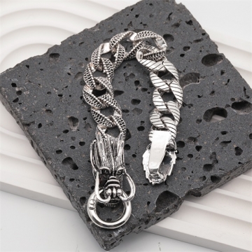 ブレスレット ヴィンテージ風 ドラゴン 龍 ワイルド アンティーク調 メタルチェーンブレスレット 3種（1本）