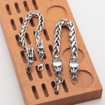 ブレスレット ヴィンテージ風 ドラゴン 龍 ワイルド アンティーク調 メタルチェーンブレスレット 4種（1本）