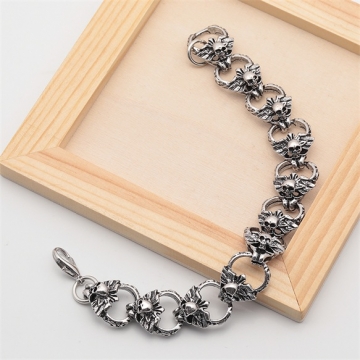 ブレスレット ヴィンテージ風 骸骨モチーフ スカル アンティーク調 メタルチェーンブレスレット 3種（1本）