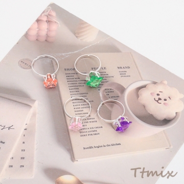 キッズ用リング ランダム キラキラ 宝石 子ども用 おもちゃの指輪 オープンリング 外径約16mm内径約14mm（1ケース）